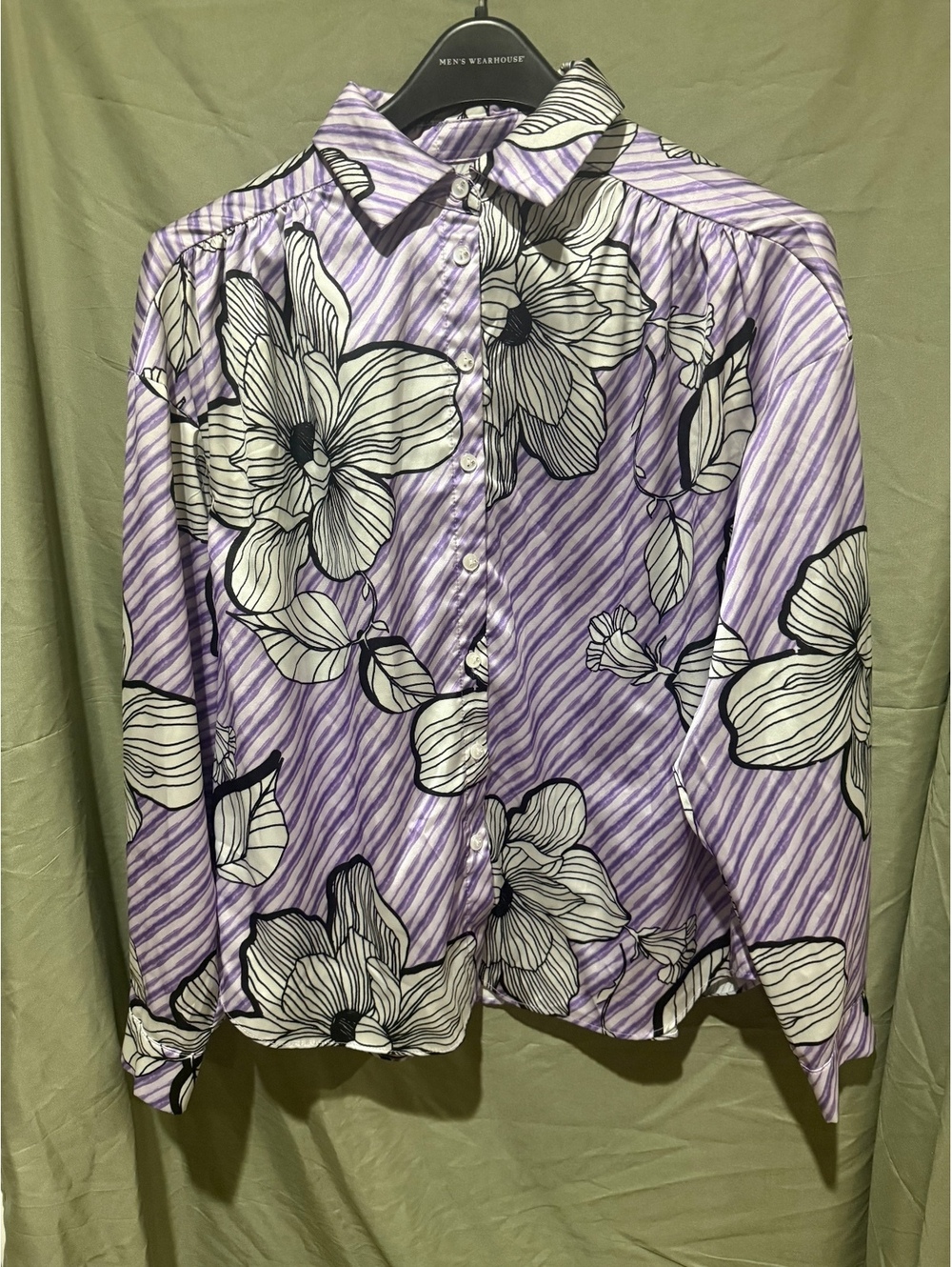 Purple floral button up blouse